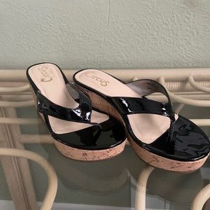 Black Wedge Sandals